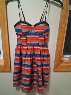 Band of Gypsies Southwestern Striped Corset-style Mini Dress